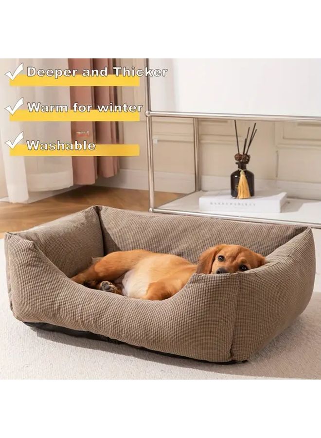 سرير حيوان أليف كاكي كبير 31 4 بوصة قابلة للغسل في الغسالة سجادة ناعمة مهدئة غير قابلة للانزلاق - Image 4